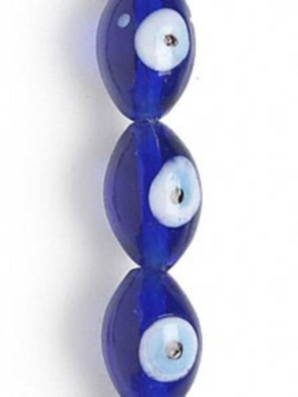 4 Turkish Evil Eye Cobalt Blue Handcrafted 15-17mm Oval Lampwork Glass Beads